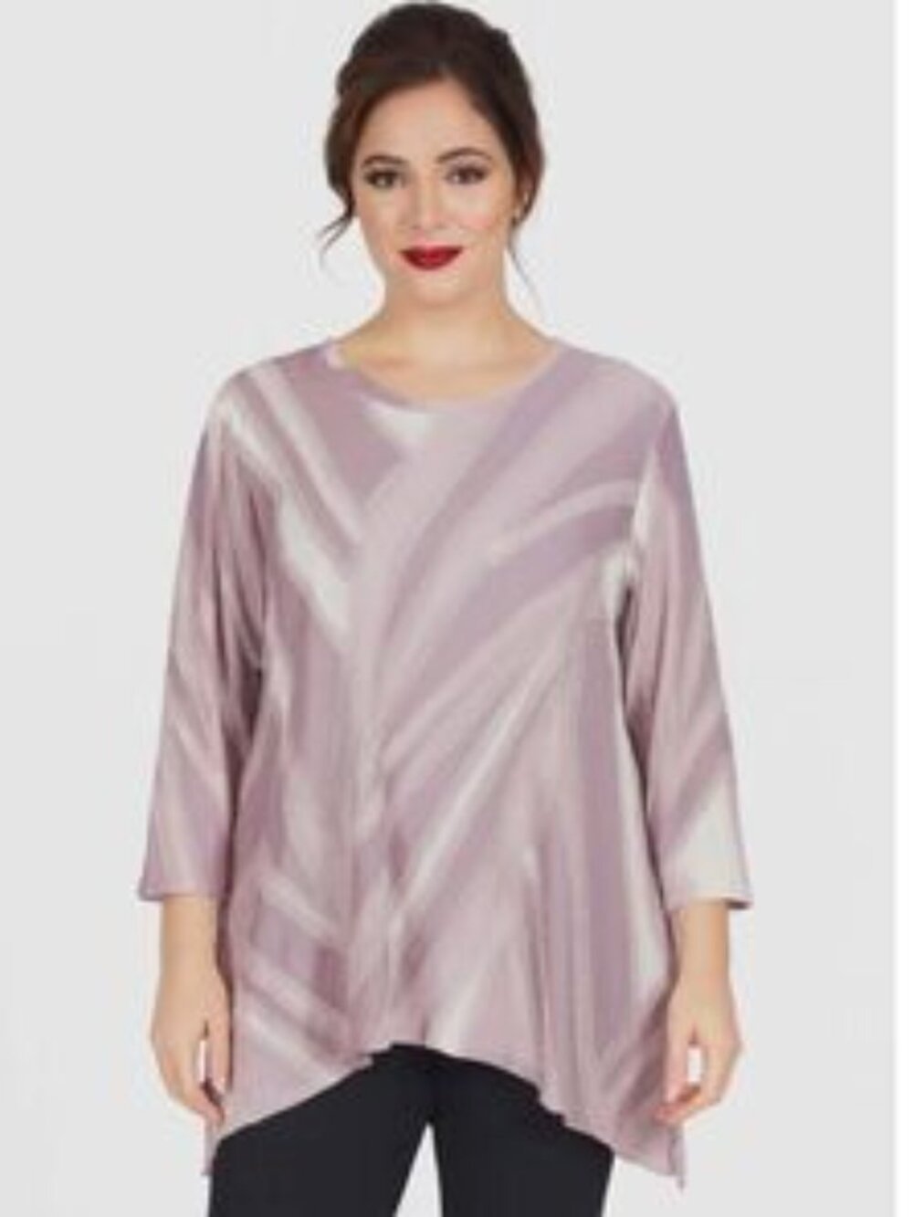Simply Vera Vera Wang Textured Stripe Asymmetrical Hem Top